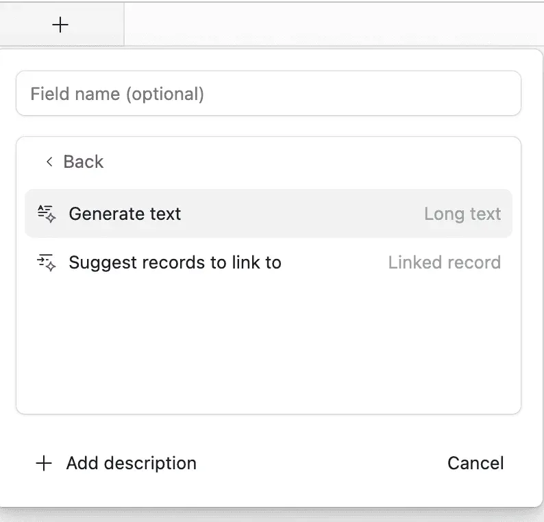 Different Airtable AI field types